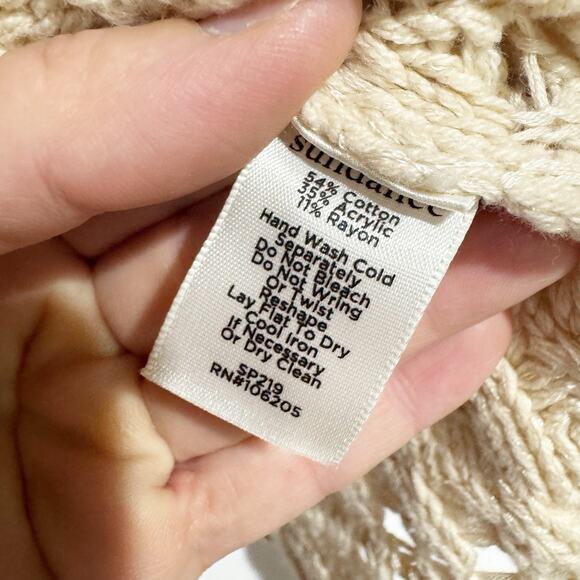 Sundance Cardigan Women Small V Neck Button Front Cream Knit Sweater 3/4 Sleeve - Picture 6 of 7